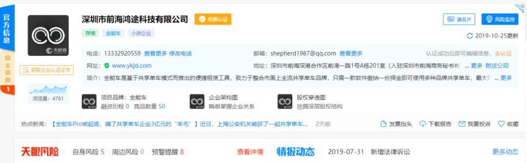 全能車App翻車背后：一份押金撬開所有單車，幕后公司坐擁27個商標