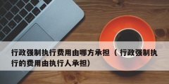 行政強制執行費用由哪方承擔（ 行政強制執行的費用由執行人承擔）