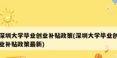 深圳大學畢業創業補貼政策(深圳大學畢業創業補貼政策最新)