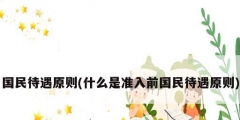 國民待遇原則(什么是準入前國民待遇原則)