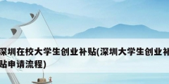 深圳在校大學生創業補貼(深圳大學生創業補貼申請流程)