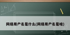 網絡用戶名是什么(網絡用戶名是啥)