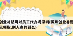 創業補貼可以員工代辦嗎深圳(深圳創業補貼已領取,別人查的到么)