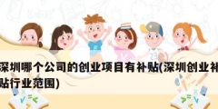 深圳哪個公司的創(chuàng)業(yè)項目有補(bǔ)貼(深圳創(chuàng)業(yè)補(bǔ)貼行業(yè)范圍)