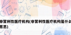 非營利性醫療機構(非營利性醫療機構是什么意思)